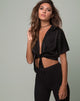 Image of Pilar Bluse aus Satin Schwarz