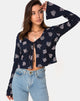 Image of Pique Top in Rose Flock Schwarz Mesh