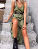 Image of Hime Kleid aus Satin Cheetah Khaki