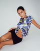 Sianda Crop Top in abstraktem Aquarellblau