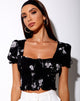 Bild von Raquel Crop Top in Mono Flower Schwarz