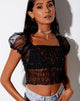 Bild von Marilla Crop Top aus schwarzem Organza