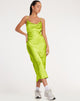 Image of Palasha Midikleid aus Satin in Limonengrün