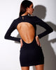 Image of Quelin Rückenfreies Kleid in Rippe Schwarz