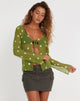 Bild von Sujata Cardi in Moss Green Custard Daisy Embro