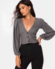 Image of Roma Langärmeliges Top in Check It Out Schwarz
