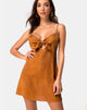 Image of Ronina Kleid aus Gold Satin Cheetah
