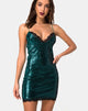 Image of Roxini Kleid in Mini Pailletten Teal mit schwarzer Spitze