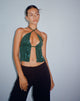 Bild von Runita Halter Top in Drape Pailletten Waldgrün