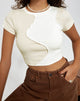 Image of Motel X Barbara Kristoffersen Ruta Crop Top in getäfeltem Elfenbein und Winterweiß