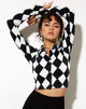 Bild von Ryals Crop Top in Harlequin Schwarz und Weiß