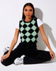 Bild von Saki Tank Top in Knit Diamond Schwarz und Grün