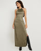 Bild von Salazar Neckholder Maxikleid aus Satin in Dunkel-Olive