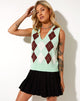 Bild von Sami Vest Top in Argyle Grün Creme und Braun