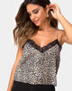 Image of Sancez Top in Rar Leopard Braun mit schwarzer Spitze