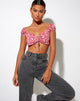 Bild von Sarae Crop Top in Ditsy Butterfly Pfirsich und Rot