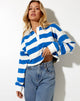 Image of Sarin Polo Top mit Streifen in Elfenbein und Blau