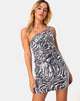 Image of Sattia Bodycon Kleid in Trippy Zebra Clear Pailletten
