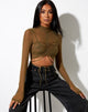 Image of Sauja Crop Top aus Mesh Khaki Grün