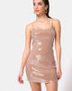 Image of Selah Bodycon Kleid in Camel mit durchsichtigen Pailletten