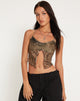 Bild von Shaman Halterneck Butterfly Top in Cheetah Brown