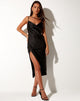 Image of Shantique Midikleid aus Satin Schwarz