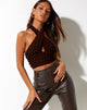 Bild von Silta Crop Top aus Bubble Jersey Braun