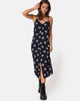 Image of Sini Slip Midikleid in Rose Flock Schwarz Mesh
