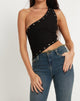 Bild von Soyuna Asymmetrisches Crop Top in Schwarz mit Ösen