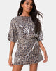 Bild von Sunny Kiss Oversize Tee in Leopard mit durchsichtigen Pailletten