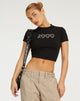 Abbildung von Surtila Crop Top in Schwarz 2000 Hotfix Diamante