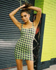 Image of Farzi Bodycon Kleid in Grün und Lila Karo
