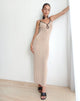 Image of Tahlia Maxikleid in Champagner mit schwarzer Bindung