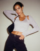 image of Tamar Langarm-Top aus Jacquard-Rippe Tan