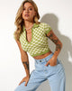 Image of Tamma Crop Top aus gehäkeltem Schachbrettmuster in Grün und Creme