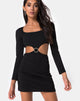 Image of Tashi Bodycon Kleid in Schwarz mit Diamantenring Schwarz