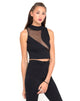 Bild von Motel Tempo Mesh Panel Crop Top in Schwarz