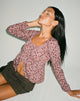 Bild von Thena Langarm-Top in 90's Floral Burgundy