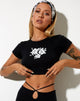 Bild von Tindy Crop Top in Schwarz Hibiskus