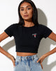 Image of Tindy Crop in Schwarz mit roter Pilzstickerei