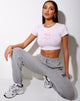 Bild von Tindy Crop Top in Blush Pink Angelo "Angel" Stickerei