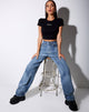 Bild von Tiney Crop Tee in Schwarz Widder Diamante