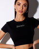 Bild von Tiney Crop Tee in Schwarz Skorpion Diamante