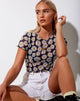 Bild von Tiney Crop Tee in Daisy Love Schwarz