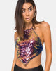 Image of Tini Crop Top aus Drachenfrucht-Pailletten