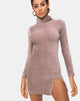Image of Tor Kleid aus Samt Rippe Taupe