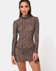 Image of Torin Bodycon Kleid aus Tigernetz Tan