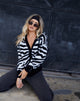 Image of Uriela Strickjacke in Zebra Schwarz und Weiß