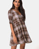 Image of Verren Babydoll Kleid in Tartan Braun