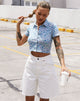 Bild von Wuma Cropped Shirt in Flower Power Blau